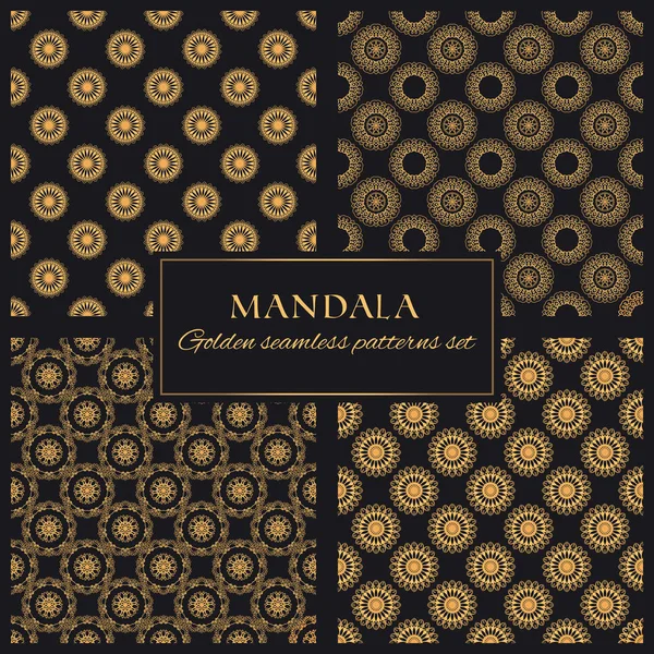 Mandala Padrão Sem Emenda Vetor Dourado Textura Geométrica Damasco Luxo — Vetor de Stock