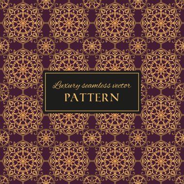 Lüks renkli süslü vektör seamless modeli. Oryantal doku dekoratif altın mandala elemanları ile. Sigorta primi tasarımı ve dekorasyonu için zarif arka plan