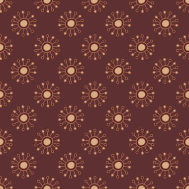 Rahat el çekilmiş sorunsuz vektör desen. Soyut çiçekler koyu kahverengi ve bej arka plan doodle. Güzel doku tasarım kumaşlar ve ev dekor için