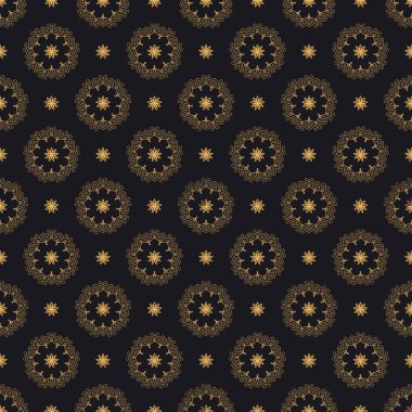 Sigorta primi oryantal vektör seamless modeli. Lüks renkleri altın ve siyah arka plan. Decotative vintage elemanları ile zarif süslü doku