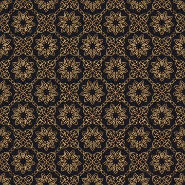 Sigorta primi oryantal vektör seamless modeli. Lüks renkleri altın ve siyah arka plan. Decotative vintage elemanları ile zarif süslü doku