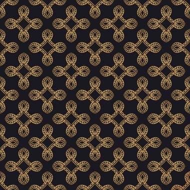 Sigorta primi oryantal vektör seamless modeli. Lüks renkleri altın ve siyah arka plan. Decotative vintage elemanları ile zarif süslü doku