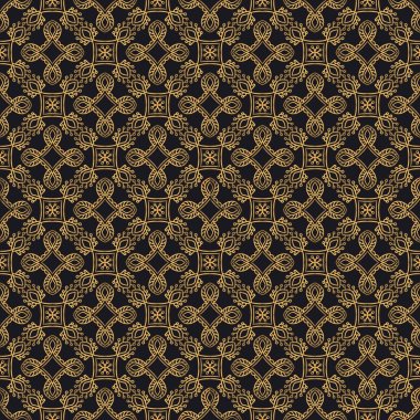 Sigorta primi oryantal vektör seamless modeli. Lüks renkleri altın ve siyah arka plan. Decotative vintage elemanları ile zarif süslü doku