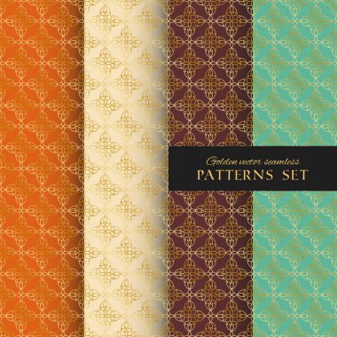 Kraliyet süslü vektör Dikişsiz desen koleksiyonu. Oriental altın arka plan ayarlamak. Duvar kağıtları, ev tekstili ve dekorasyonu için şık dokular