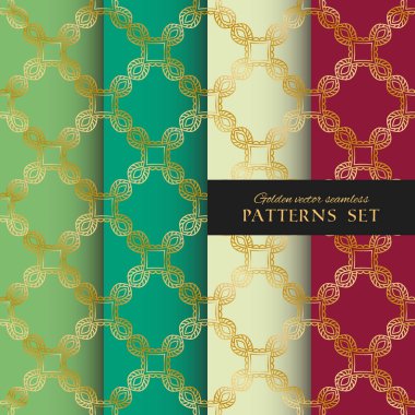 Kraliyet süslü vektör Dikişsiz desen koleksiyonu. Oriental altın arka plan ayarlamak. Duvar kağıtları, ev tekstili ve dekorasyonu için şık dokular