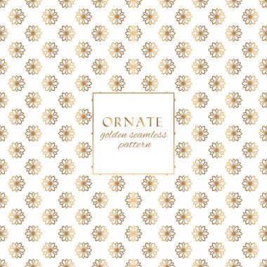 Oryantal altın ve beyaz süslü Dikişsiz desen vektör. Dekoratif el ile klasik etnik doku öğeleri çizilmiş. Geleneksel sigorta primi tasarımı ve dekorasyonu için zarif ışık lüks arka plan
