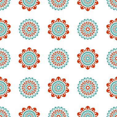 İskandinav çiçek vektör seamless modeli. Nordic geometrik botanik arka plan. Kumaşlar, parmak izi, giyim ve ev dekor tasarım modern folk renkli doku