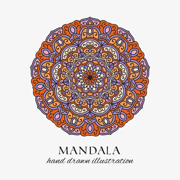 Mandala Colorato Orientale Ornamento Floreale Rotondo Colorata Decorazione Vettoriale Disegnata — Vettoriale Stock