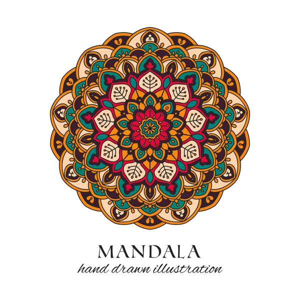 Mandala Colorato Orientale Ornamento Floreale Rotondo Colorata Decorazione Vettoriale Disegnata — Vettoriale Stock