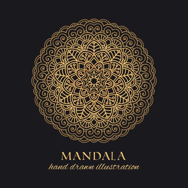 Mandala Vector Redondo Ornamento Diseño Lujo Elemento Étnico Dorado Sobre — Vector de stock