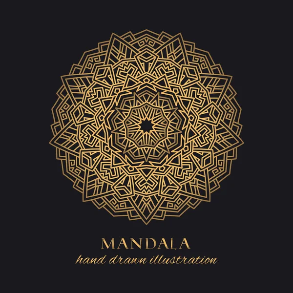 Mandala Vector Redondo Ornamento Diseño Lujo Elemento Étnico Dorado Sobre — Archivo Imágenes Vectoriales