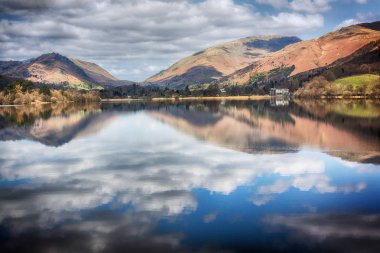 View across Grasmere Lake in Cumbria Lake District clipart