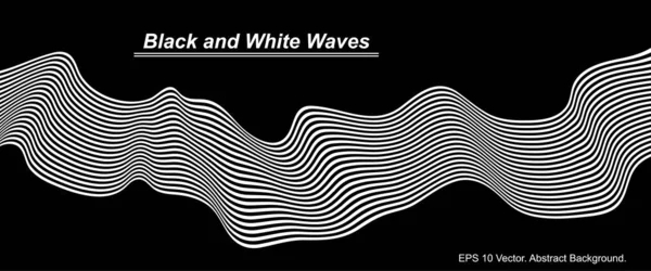 黒と白の波。op アート ベクトルの背景. — ストックベクタ