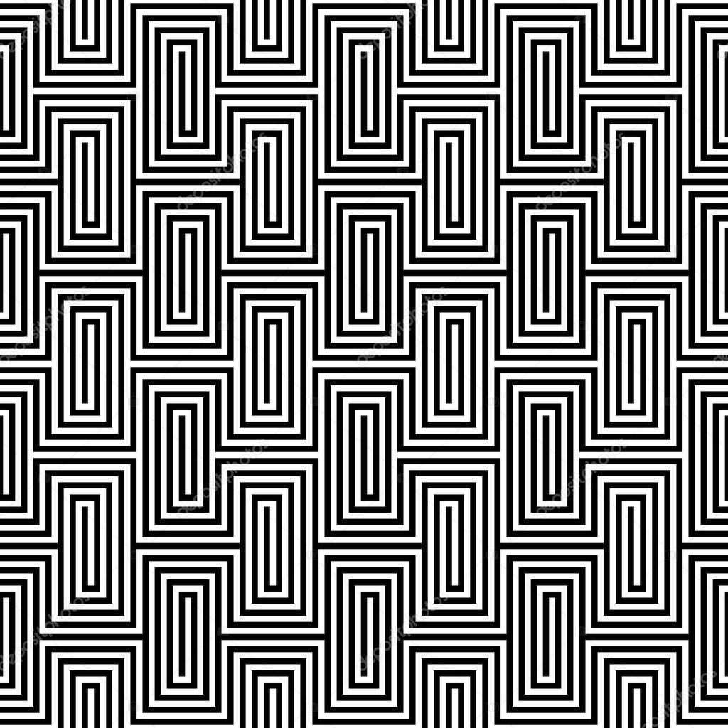 op art seamless monochrome labyrinth pattern.