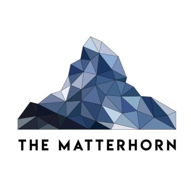 Mount Matterhorn Alpleri'nde. Vektör illüstrasyon izole. Düşük poli tarzı dağ silueti