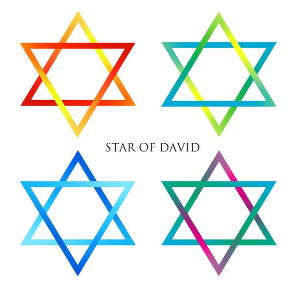 Set Star David Shield David Modern Jewish Identity Judaism Gradient — Stock Vector