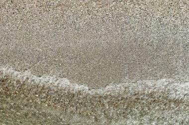 Kum arka plan. Kum ve dalga. Metin için arka plan. Yaz. Deniz