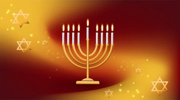 Menorah Hanukkah Vela Judía Estrella David Símbolos Del Judaísmo Brilla — Foto de Stock