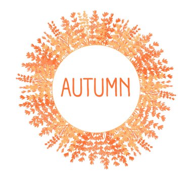 Sonbahar yuvarlak çerçeve. Sonbahar tema turuncu çerçeve çiçek. Turuncu fotoğraf çerçevelemek. Kartı vektör çizim