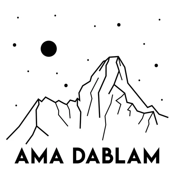 Ama Dablam Montanha Nepal Vetor Ilustração Preto Branco Design Impressão —  Vetores de Stock