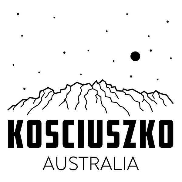 Kosciuszko Monte Australia Vector Ilustración Blanco Negro Montañas Viajes Turismo — Archivo Imágenes Vectoriales