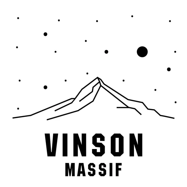 Vinson Massif Antárctico Vetor Ilustração Preto Branco Das Montanhas Viagens —  Vetores de Stock