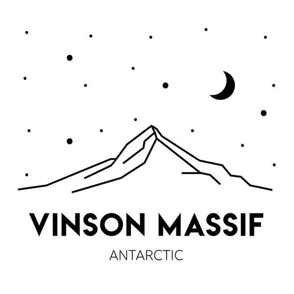 Vinson Massif Antártida Vetor Ilustração Preto Branco Design Impressão Natureza —  Vetores de Stock