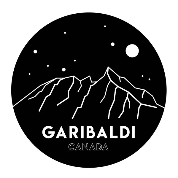 Mount Garibaldi Kanada Siyah Beyaz Vektör Çizim — Stok Vektör