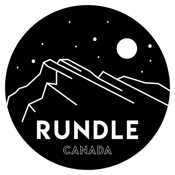 Mount Rundle Kanada Kayalık Dağları Kanada Dağlarında Siyah Beyaz Vektör — Stok Vektör