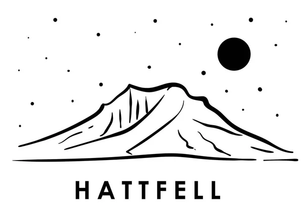 Hattfell 아이슬란드입니다 Hattaffel의 일러스트입니다 흑인과 밑그림입니다 자연입니다 — 스톡 벡터