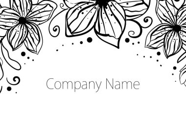 Siyah ve beyaz çiçek vintage kartvizitler, davetiyeler veya duyurular. - Vektör
