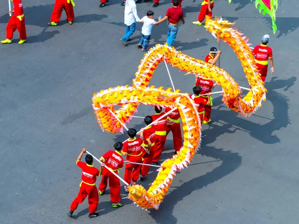 Binh Duong Vietnam Maart 2018 Dragon Dansfestival Straat Met Vechtsporten — Stockfoto