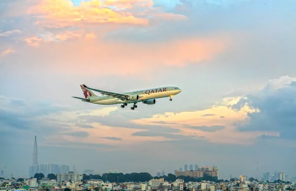 Chi Minh Ville Vietnam Juillet 2018 Airbus A330 200F Qatar — Photo