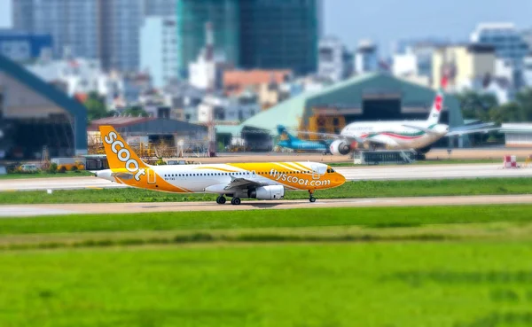 Minovo Město Vietnam Srpna 2018 Dopravní Letadla Airbus A320 Scoot — Stock fotografie