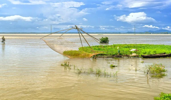 Netten Van Vissen Het Seizoen Van Overstromingen Mekong Delta Van — Stockfoto