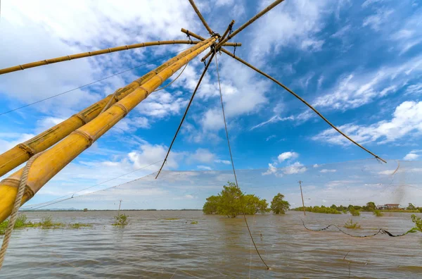 Netten Van Vissen Het Seizoen Van Overstromingen Mekong Delta Van — Stockfoto