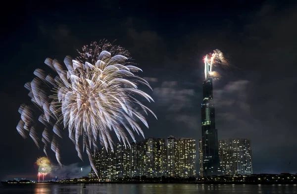 Chi Minh Ville Vietnam Février 2019 Des Feux Artifice Colorés — Photo