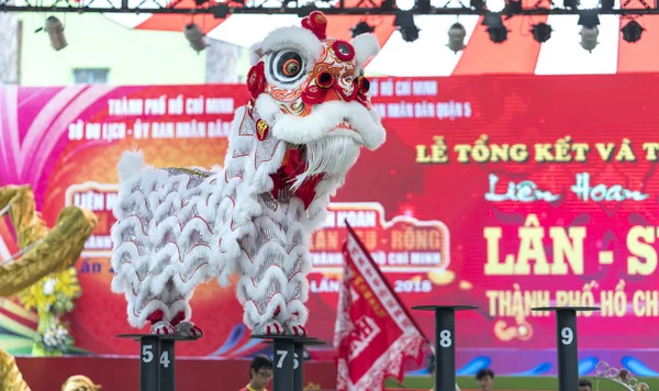 Chi Minh City Vietnam December 2018 Lion Dansen Concurrentie Podiumkunsten — Stockfoto