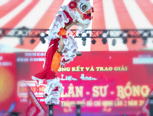 Chi Minh City Vietnam December 2018 Lion Dansen Concurrentie Podiumkunsten — Stockfoto