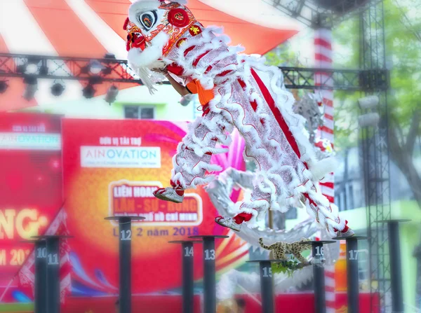 Miasta Chi Minh Wietnam Grudnia 2018 Lion Taniec Konkurencji Performing — Zdjęcie stockowe