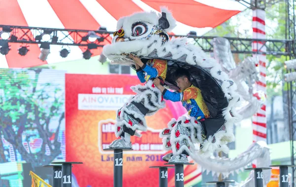 Chi Minh City Vietnam December 2018 Lion Dansen Concurrentie Podiumkunsten — Stockfoto