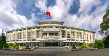 Ho Chi Minh şehri, Vietnam, 24 Ağustos 2018: Ho Chi Minh City, Vietnam'daki ulusal tarihi yerleri tanımak için başkan ve hükümetin çalışmaları olan Front View Yeniden Birleşme Sarayı