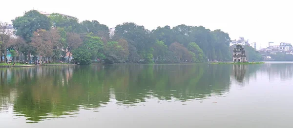 Tree Bud Hoan Kiem Lake Hanoi Capital Vietnam Turtle Tower — Stock Photo, Image