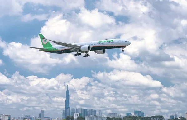 Minovo Město Vietnam Června 2019 Letadlo Boeing 777 Eva Air — Stock fotografie