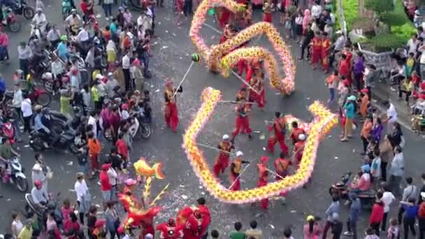 Μπιν Ντουόνγκ Βιετνάμ Μαρτίου 2018 Δράκος Χορός Φεστιβάλ Στο Δρόμο — Αρχείο Βίντεο