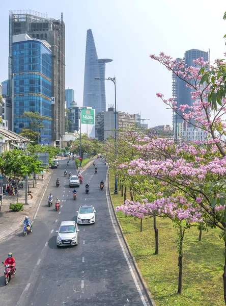 Chi Minh Ville Vietnam Mars 2019 Trafic Saigon Depuis Haute — Photo