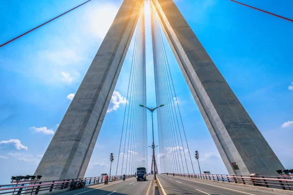 Can Tho Vietnam Ocak 2019 Can Tho Köprüsü Kablo Trafiği — Stok fotoğraf