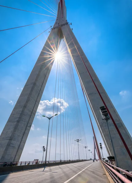 Can Tho Vietnam Ocak 2019 Can Tho Köprüsü Kablo Trafiği — Stok fotoğraf