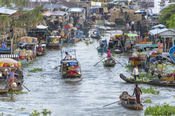 Soc Trang Vietnam Enero 2019 Compra Venta Productos Agrícolas Río — Foto de Stock