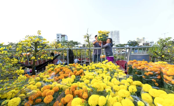 Chi Minh Ville Vietnam Février 2019 Agitation Acheter Des Fleurs — Photo